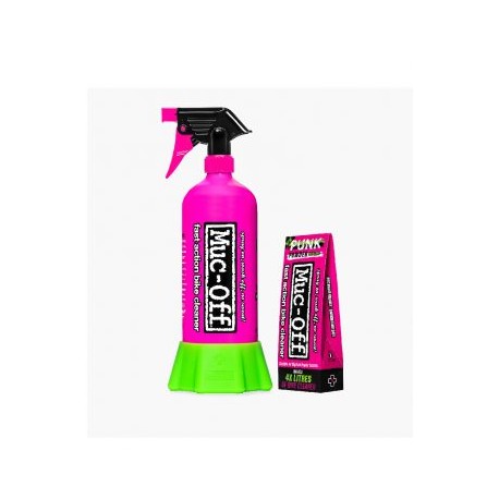 MUC-OFF KIT LIMPIADOR DE BICICLETA – BOTTLE FOR LIFE – POLVO PUNK- 4 SOBRES DE POLVO