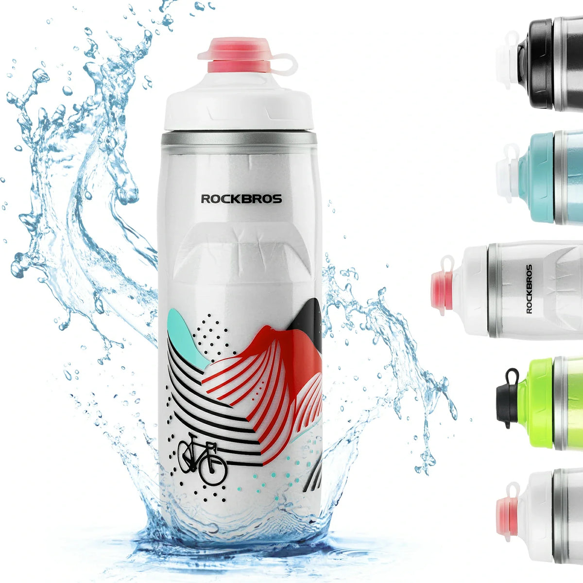 ROCKBROS-botella de agua para ciclismo, botella térmica de silicona con aislamiento de agua fría para Fitness