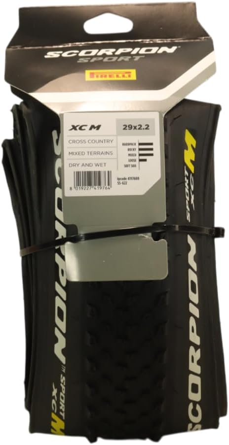 Pirelli Llanta para Bicicleta MTB/Cross Country | Scorpion Sport XC M 29x2.2 Tubeless Ready, Negro