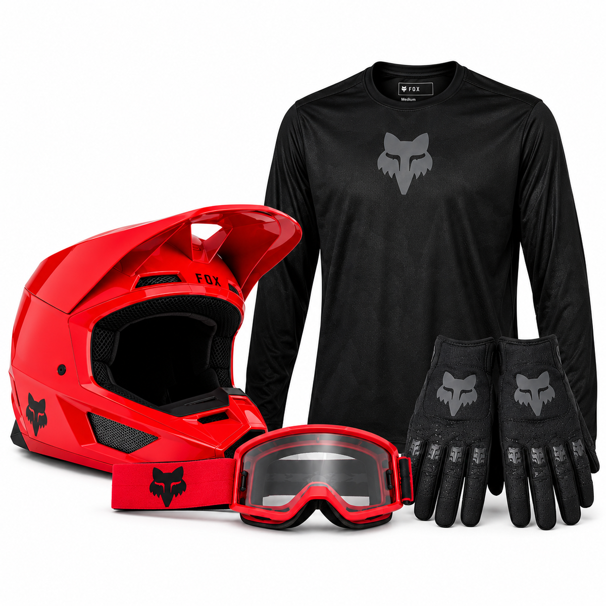 Paquete Negro/Casco Rojo