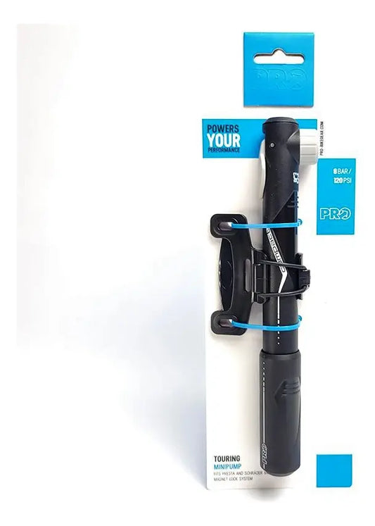 Bomba de aire manual Pro para bicicleta con válvula Schrader compacta 120 psi