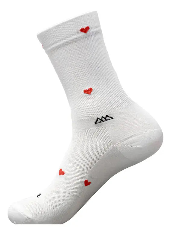 Calcetas Para Ciclismo Huizapol Pro Color Blanco/corazones