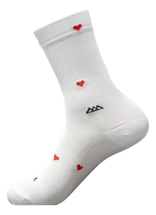 Calcetas Para Ciclismo Huizapol Pro Color Blanco/corazones